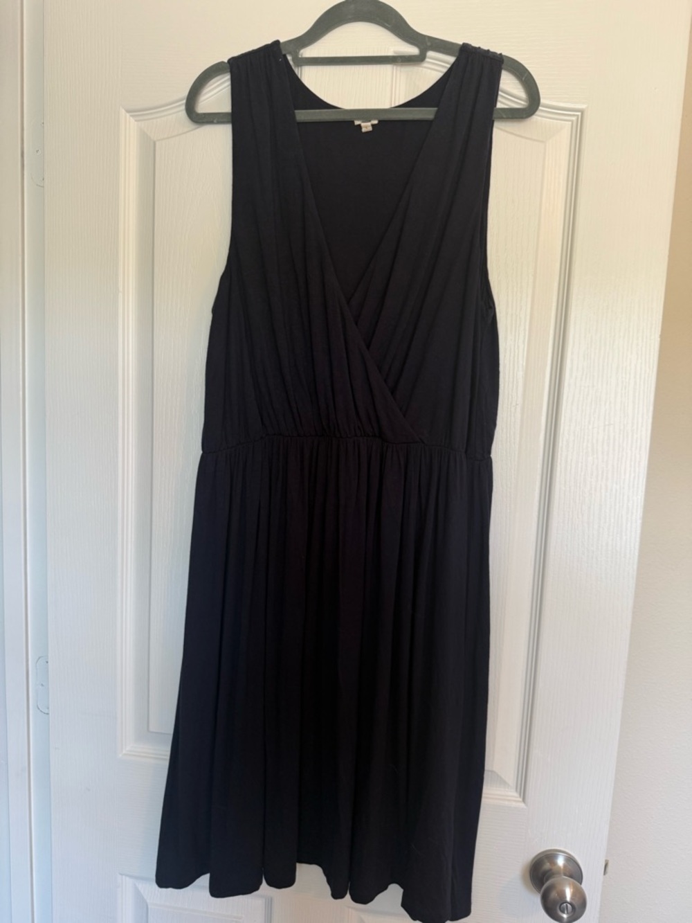 J. Crew Black Sleeveless V-Neck Midi Dress